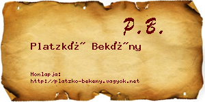 Platzkó Bekény névjegykártya